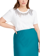 INC International Concepts I.n.c. Plus Size Sequin-Detail Cotton T-Shirt, Created for Macy's