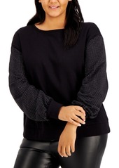INC International Concepts Inc Plus Size Sequin-Sleeve Sweatshirt, Created for Macy's