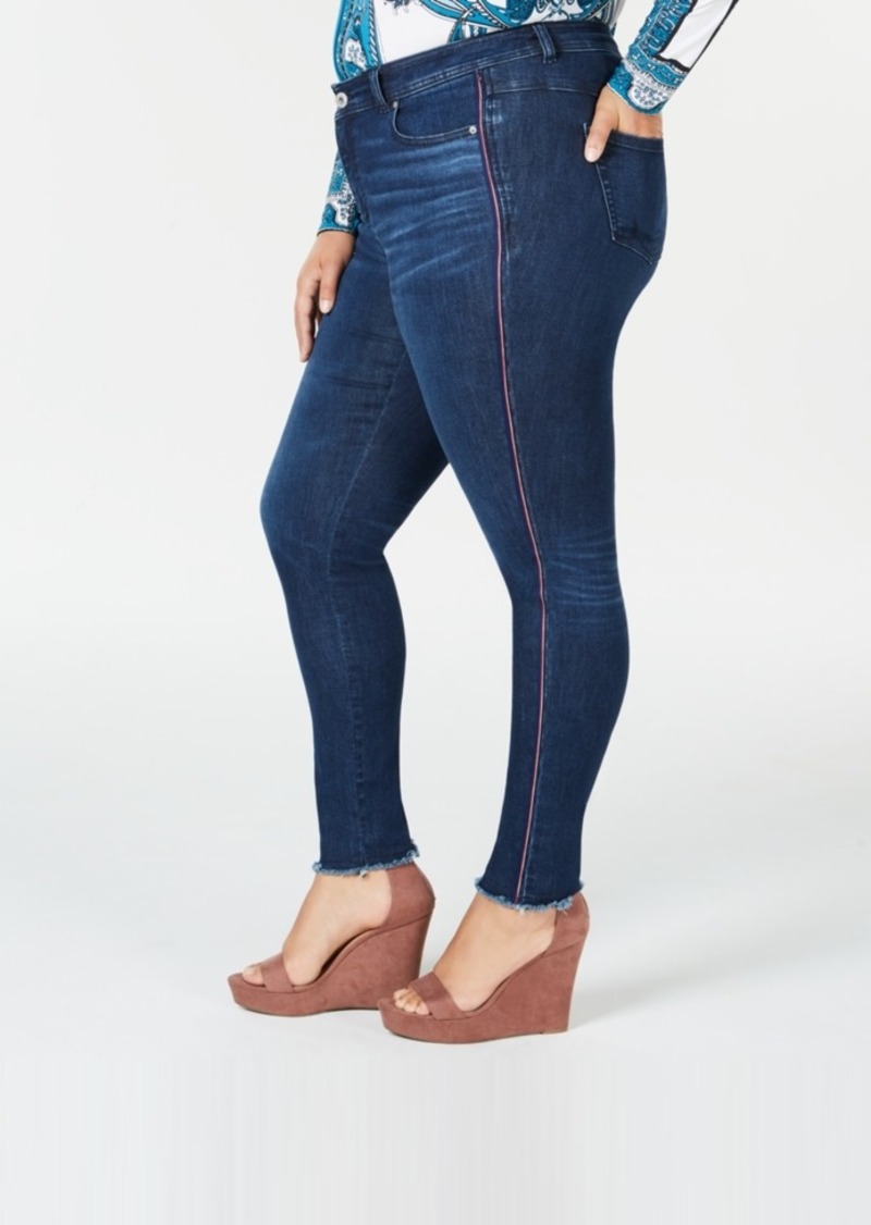 plus size side stripe jeans