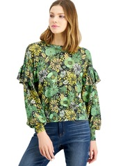 INC International Concepts Inc Printed Ruffled-Sleeve Sweater, Created for Macy's