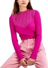 INC International Concepts Inc Rhinestone Mock-Neck Sweater, Created for Macy's