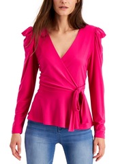INC International Concepts Inc Surplice Side-Tie Top, Created for Macy's