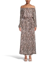INC International Concepts Inc Zebra-Print Off-The-Shoulder Maxi Dress, Created for Macy's