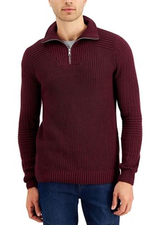 INC Mens Cable Knit Quarter-Zip Pullover Sweater