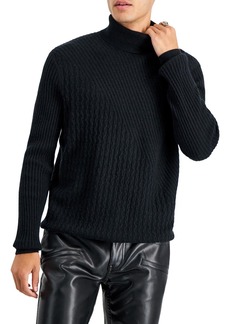 INC Mens Cable Knit Wool Turtleneck Sweater
