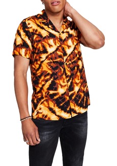 INC Mens Collared Tie-Dyed Button-Down Shirt