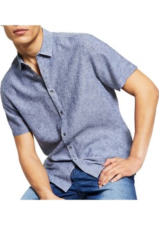 INC Mens Linen Regular Fit Button-Down Shirt