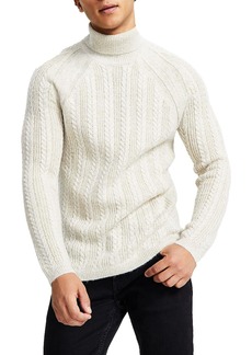 INC Mens Metallic Cable Knit Turtleneck Sweater