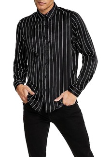 INC Mens Satin Striped Button-Down Shirt