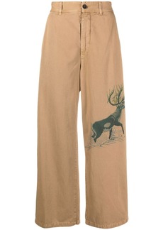 Incotex deer-print wide-leg trousers