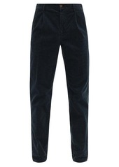 Incotex Pleated cotton-blend corduroy tapered trousers