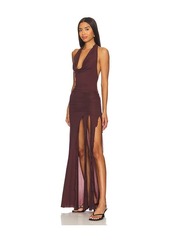 Indah Jlo Mesh Halter Gown