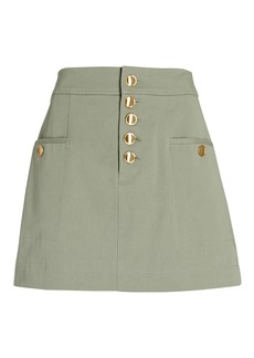 Intermix Palmer Button-Front Twill Mini Skirt
