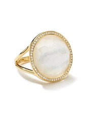 Ippolita 18kt yellow gold medium Lollipop diamonds mother-of-pearl and clear quartz ring