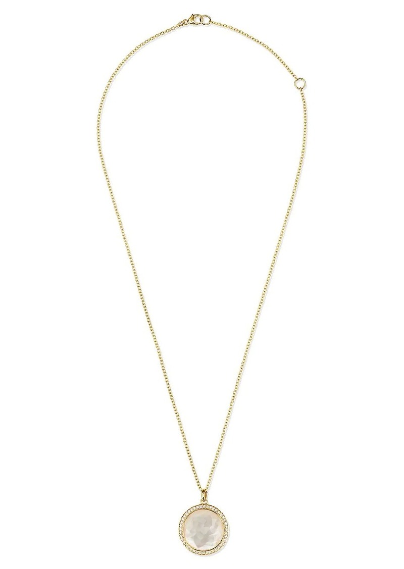 Ippolita 18kt yellow gold medium Lollipop mother-of-pearl and clear quartz pendant necklace