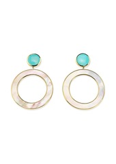 Ippolita 18kt yellow gold Polished Candy Stone Dot and Open Circle turquoise and mother-of-pearl earrings
