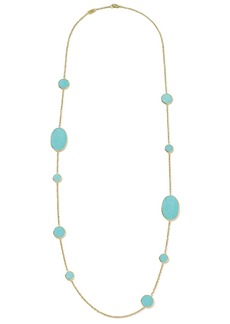 18kt yellow gold Polished Rock Candy Multi Shape turquoise station necklace