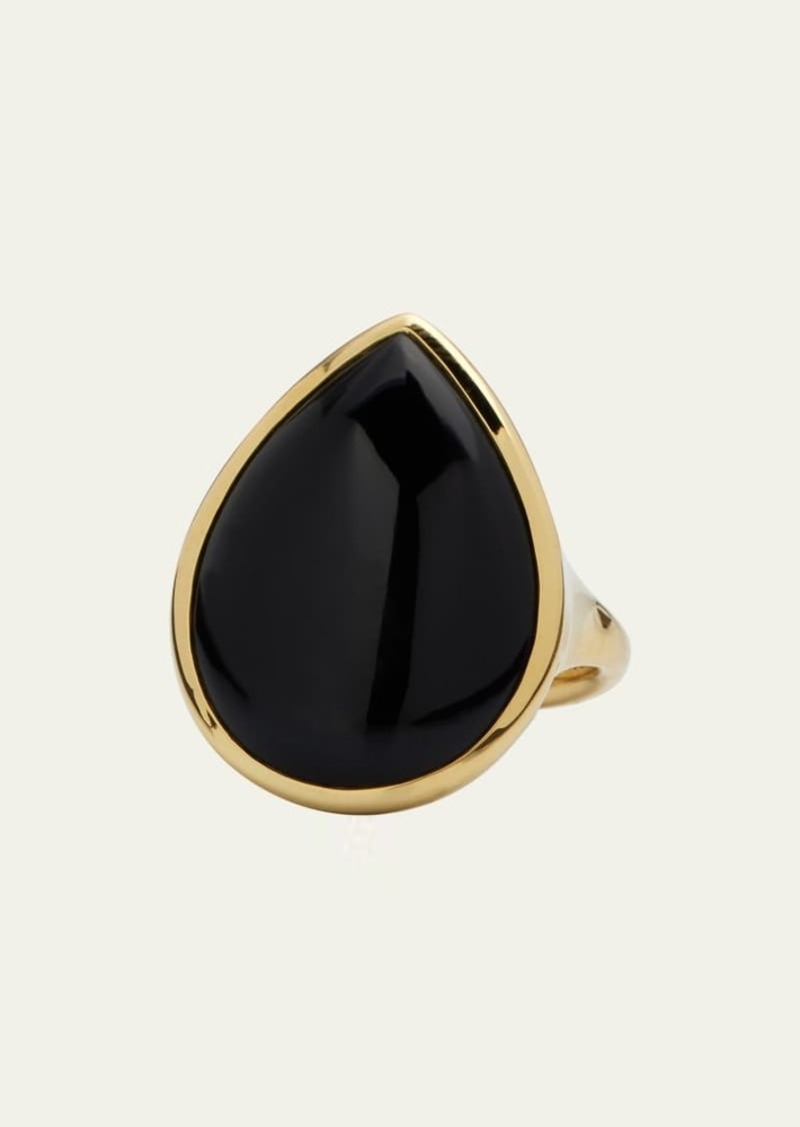 Ippolita 18K Polished Rock Candy Medium Teardrop Ring in Onyx; Size 7