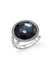 Ippolita Stella Lollipop Ring in Hematite Doublet with Diamonds in Sterling Silver
