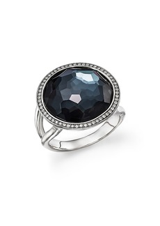 Ippolita Stella Lollipop Ring in Hematite Doublet with Diamonds in Sterling Silver