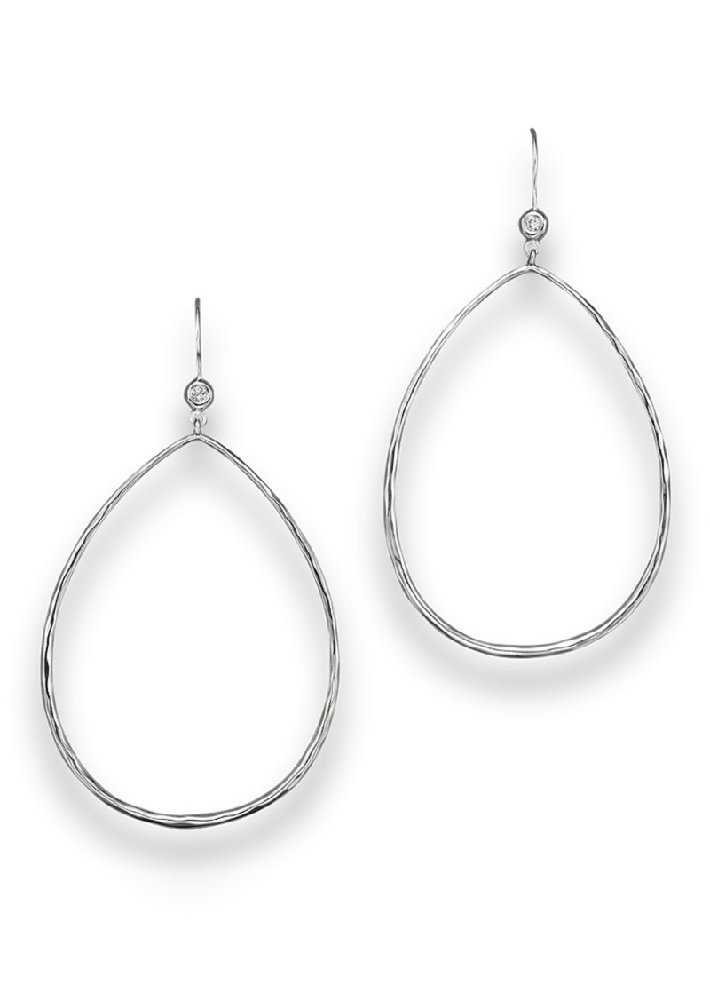 Ippolita Sterling Silver Large Open Teardrop Earrings with Diamonds