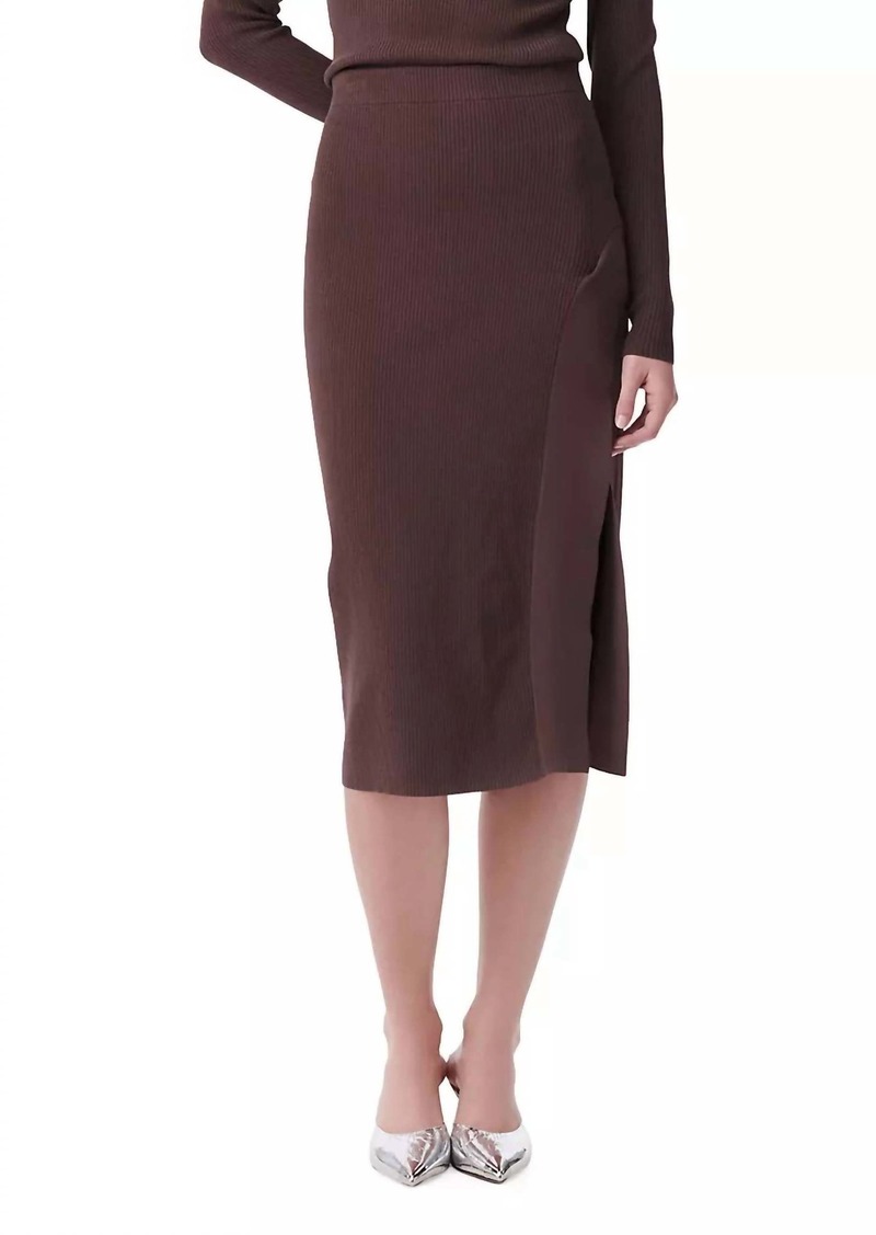 IRO Ayoko Ribbed Midi Skirt In Brown