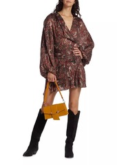 IRO Center-Twist Paisley Silk Blouson Top