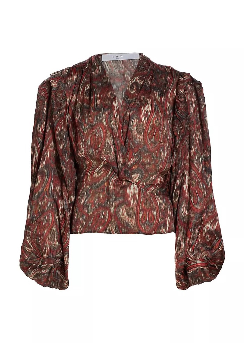 IRO Center-Twist Paisley Silk Blouson Top