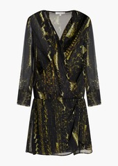 IRO - Akley wrap-effect snake-print chiffon mini dress - Yellow - FR 36