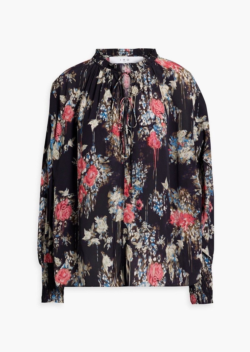 IRO - Analin tie-detailed floral-print crepe de chine blouse - Blue - FR 34