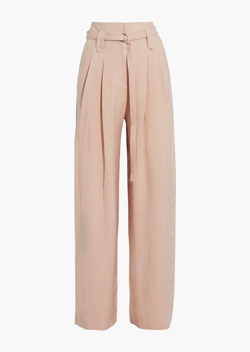 IRO - Averill belted pleated slub woven wide-leg pants - Pink - FR 34