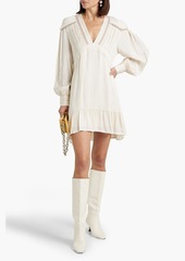 IRO - Bilam lace-trimmed pleated moire mini dress - White - FR 36
