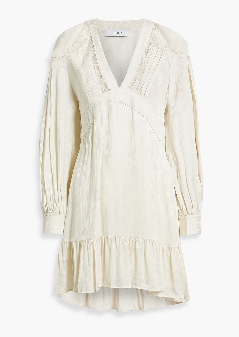 IRO - Bilam lace-trimmed pleated moire mini dress - White - FR 42