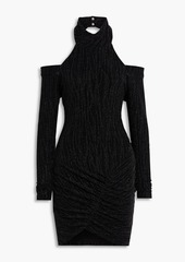 IRO - Cabera cold-shoulder metallic jacquard-knit mini dress - Black - FR 34