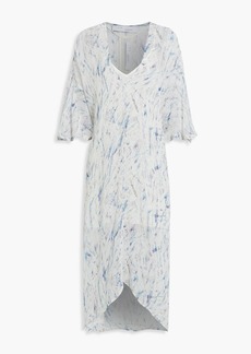 IRO - Camasa asymmetric printed silk-chiffon midi dress - White - FR 34