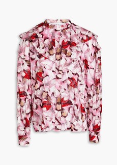 IRO - Carus ruffled printed fil coupé silk and cotton-blend blouse - Pink - FR 34