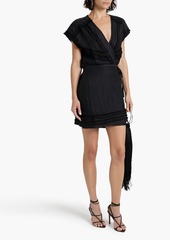 IRO - Casalia frayed linen-blend mini wrap dress - Black - FR 34