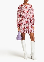 IRO - Cedar draped printed fil coupé silk and cotton-blend mini dress - Pink - FR 36