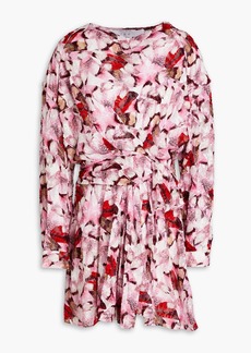 IRO - Cedar draped printed fil coupé silk and cotton-blend mini dress - Pink - FR 40