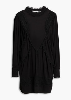 IRO - Charsti guipure lace-paneled crepe mini dress - Black - FR 34