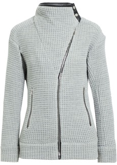 IRO - Chelane leather-trimmed waffle-knit jacket - Gray - FR 36