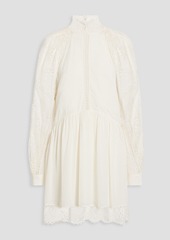 IRO - Deorro crocheted lace-paneled crepe mini dress - White - FR 36