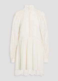 IRO - Deorro crocheted lace-paneled crepe mini dress - White - FR 36