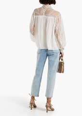 IRO - Digwed lace-paneled crepe de chine blouse - White - FR 40
