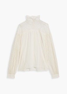 IRO - Digwed lace-paneled crepe de chine blouse - White - FR 40
