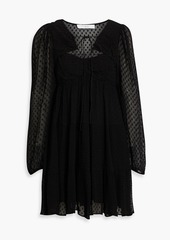 IRO - Dixon ruched flocked georgette mini dress - Black - FR 40