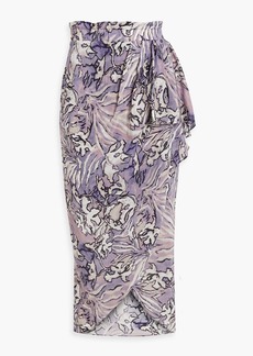 IRO - Dyma wrap-effect printed silk crepe de chine midi skirt - Purple - FR 40