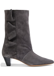 IRO - Fabita ruffle-trimmed suede ankle boots - Gray - EU 38