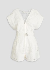 IRO - Falwen belted broderie anglaise cotton playsuit - White - FR 34