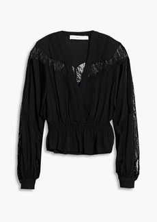 IRO - Finra lace-paneled crepe blouse - Black - FR 36